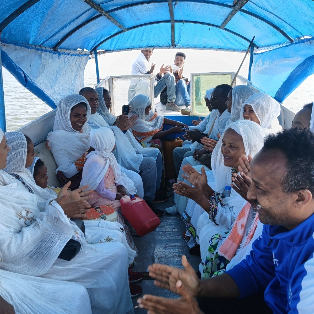 Joyful Pilgrims Boat Journey on Lake Tana